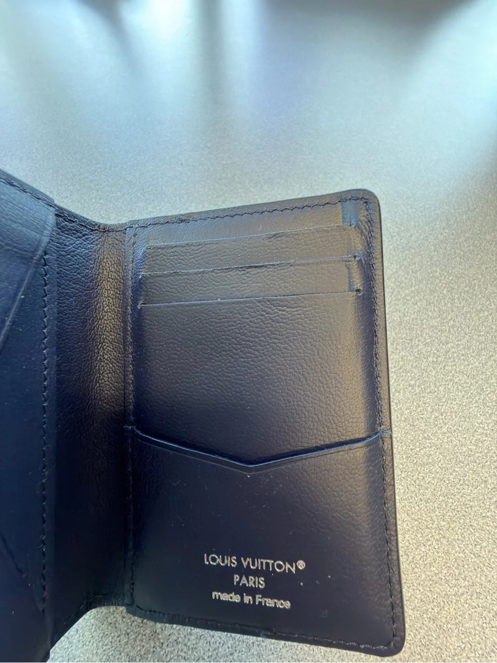 Louis Vuitton Blue Croc-Embossed Leather Card & Key Holder